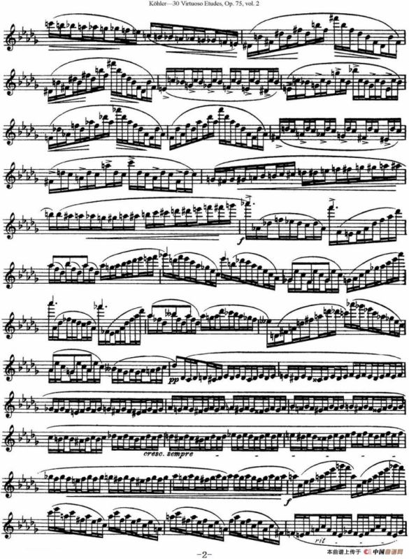柯勒30首高级长笛练习曲作品75号（NO.17）