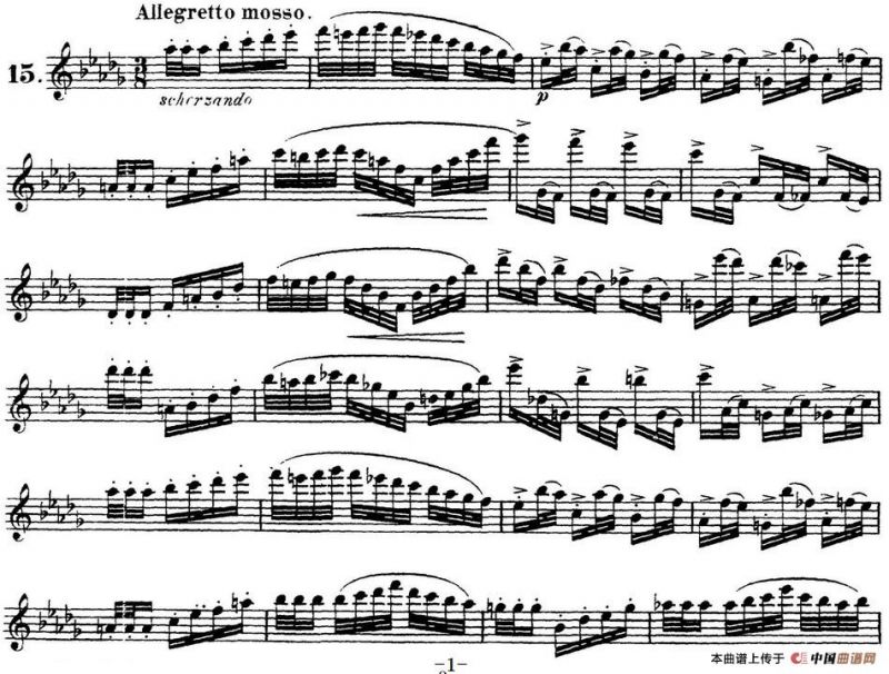 柯勒30首高级长笛练习曲作品75号（NO.15）