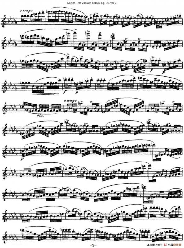 柯勒30首高级长笛练习曲作品75号（NO.15）