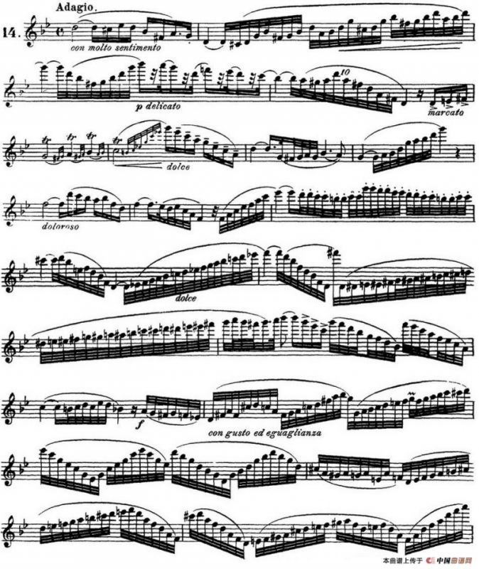 柯勒30首高级长笛练习曲作品75号（NO.14）