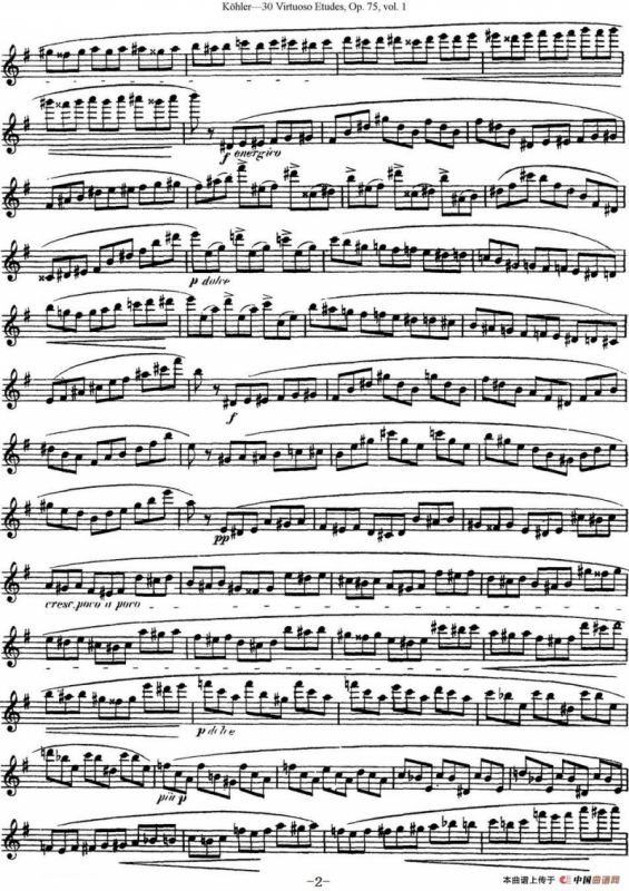 柯勒30首高级长笛练习曲作品75号（NO.10）