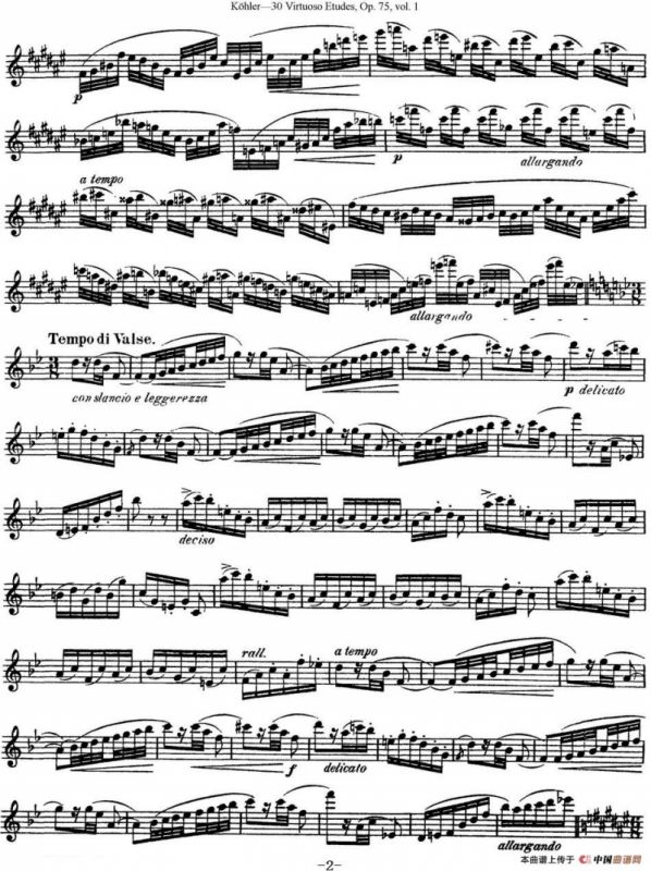 柯勒30首高级长笛练习曲作品75号（NO.5）