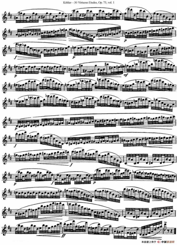 柯勒30首高级长笛练习曲作品75号（NO.3）