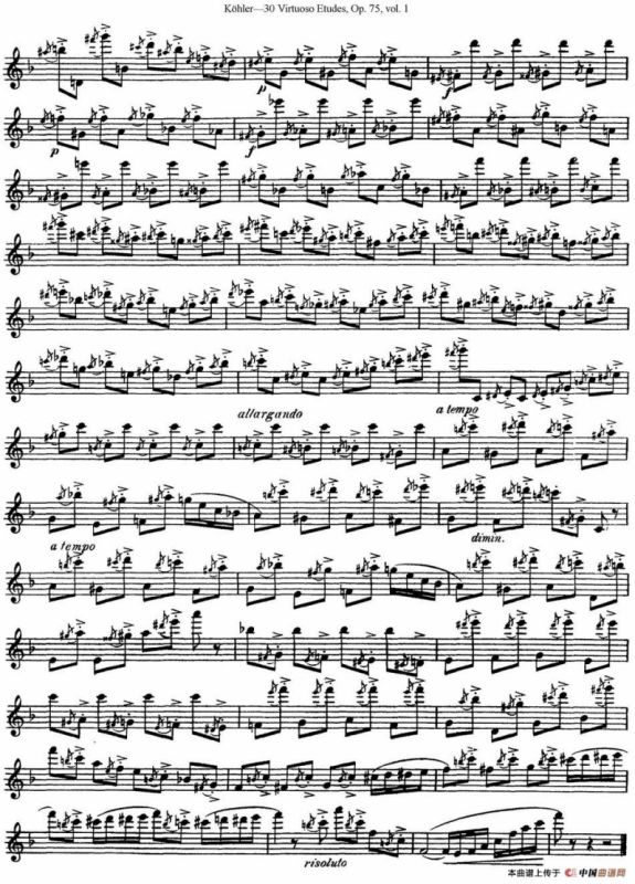 柯勒30首高级长笛练习曲作品75号（NO.2）