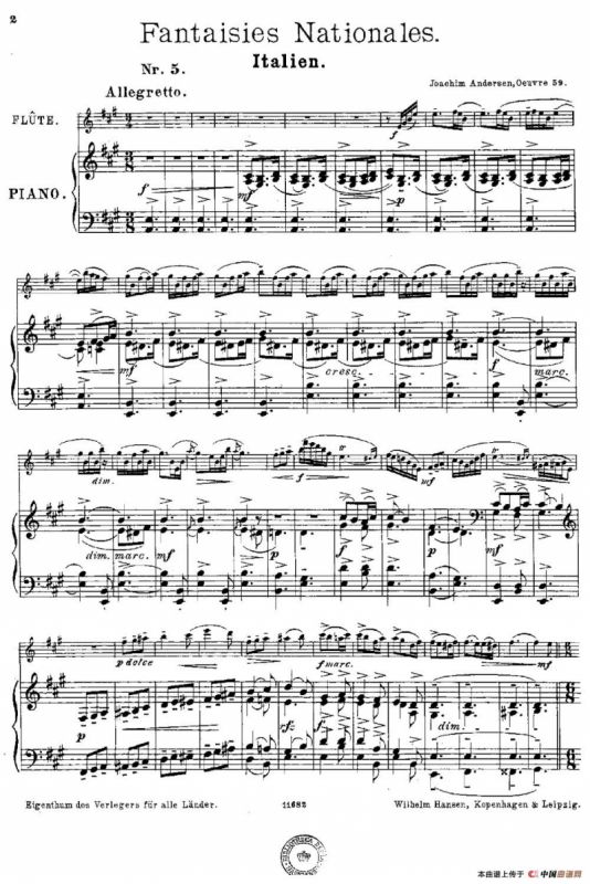 Fantaisies nationales. Italien. （Op.59 No.5）（长笛+钢琴伴奏）