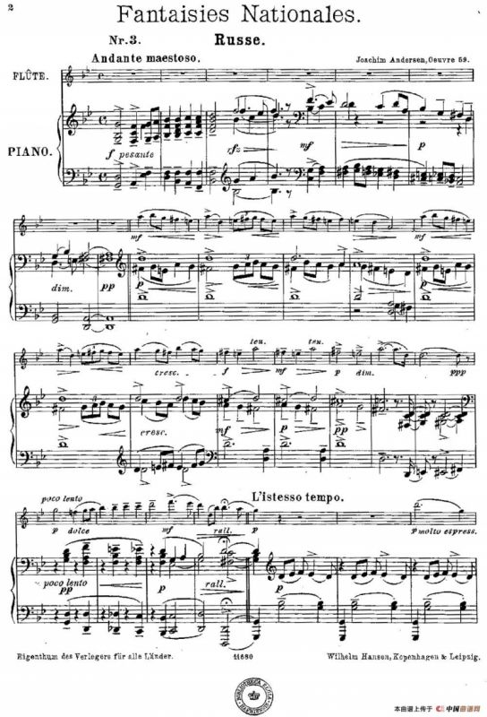 Fantaisies nationales. Russe. （Op.59 No.3）（长笛+钢琴伴奏）