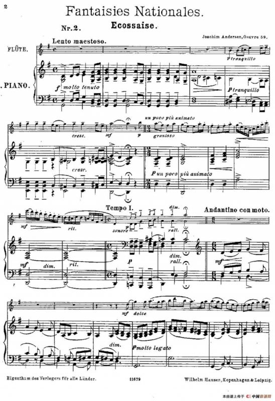 Fantaisies nationales. Ecossais. （Op.59 No.2）（长笛+钢琴伴奏）