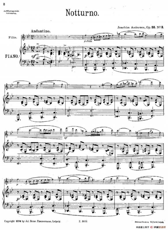 Notturno（Op.55 No.3）（长笛+钢琴伴奏）