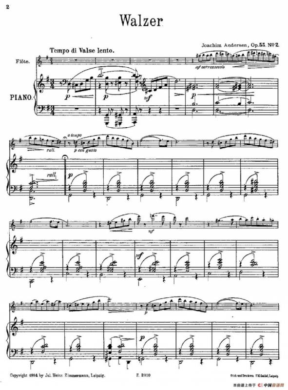 Walzer（Op.55 No.2）（长笛+钢琴伴奏）