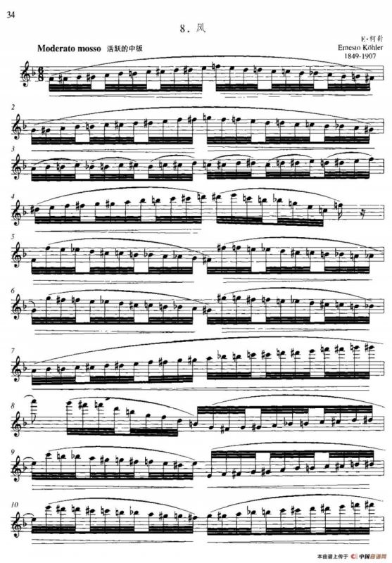 第二单元 中高级练习：连奏与清晰吹奏练习（乐曲部分：风）