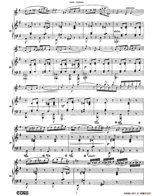 Fantaisie Op.79（幻想曲 作品79号）（长笛+钢琴伴奏）