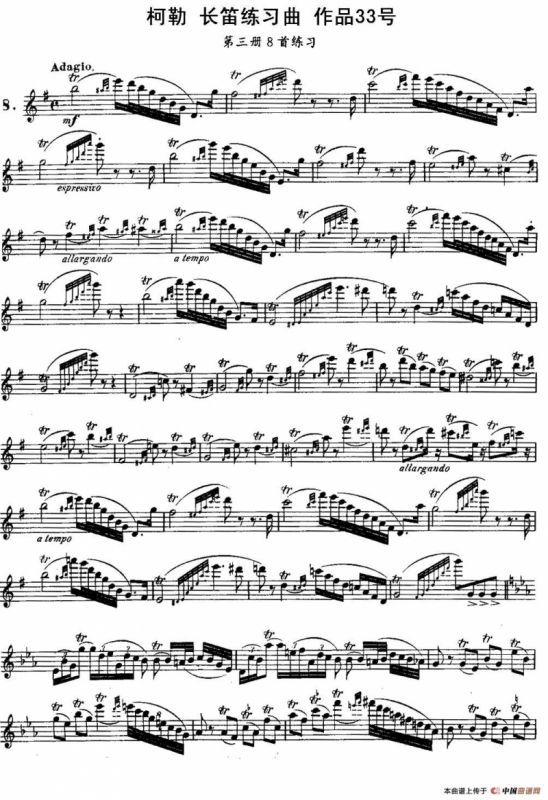 柯勒长笛练习曲作品33号（第三册）（8）