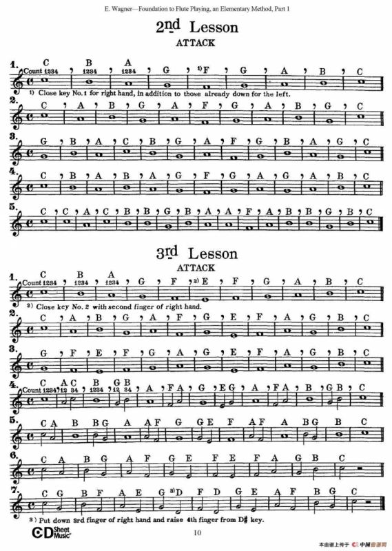 长笛演奏基础教程练习（1—10）