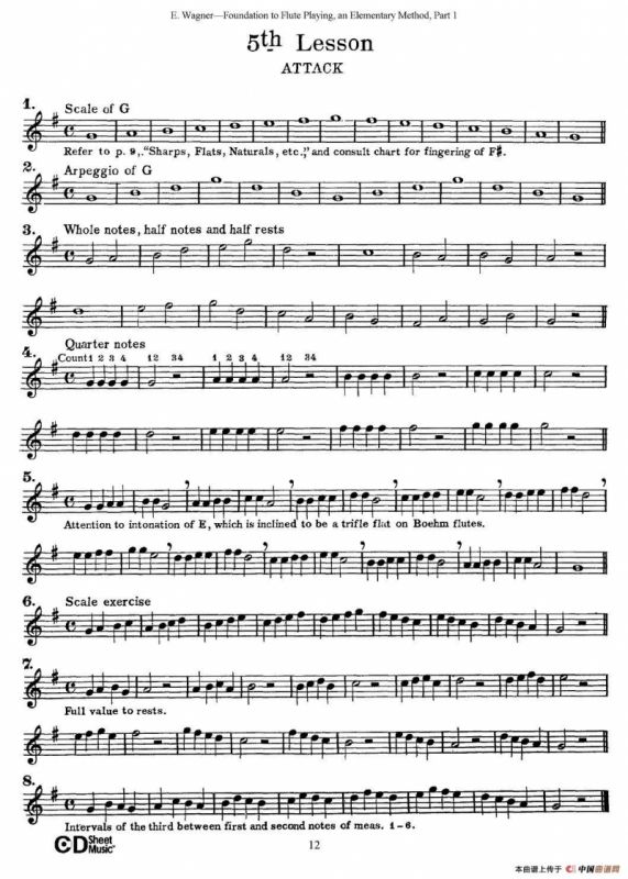 长笛演奏基础教程练习（1—10）