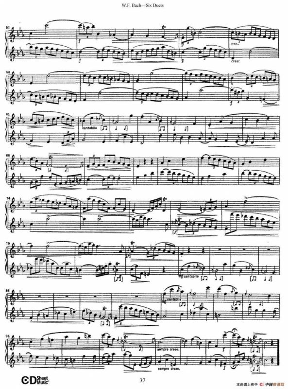 W.F.巴赫—六首二重奏练习曲（5）