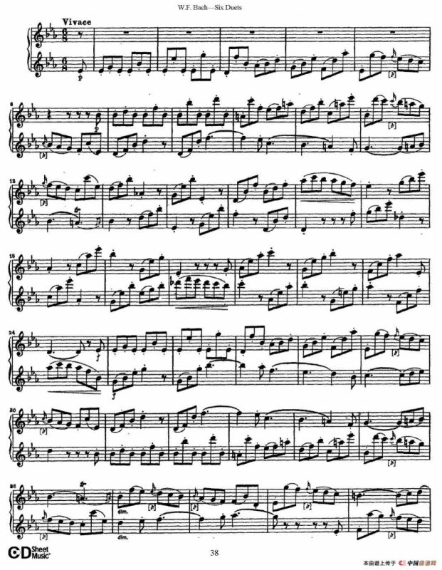 W.F.巴赫—六首二重奏练习曲（5）