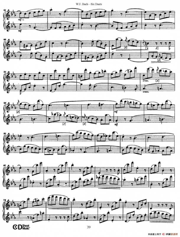 W.F.巴赫—六首二重奏练习曲（5）