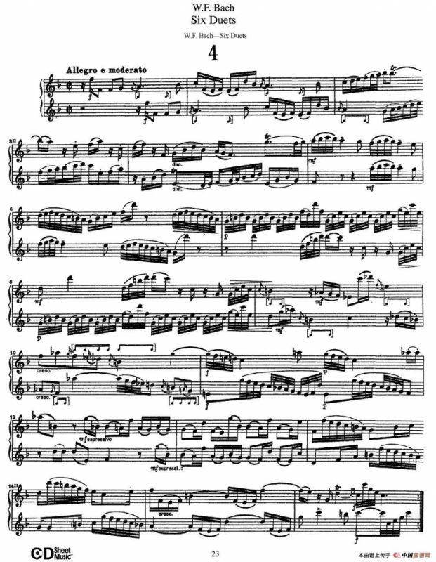 W.F.巴赫—六首二重奏练习曲（4）
