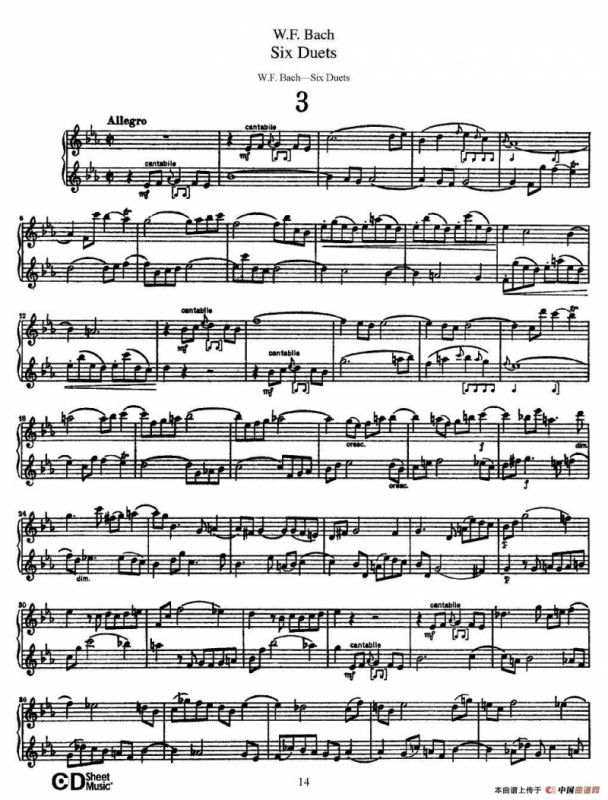 W.F.巴赫—六首二重奏练习曲（3）