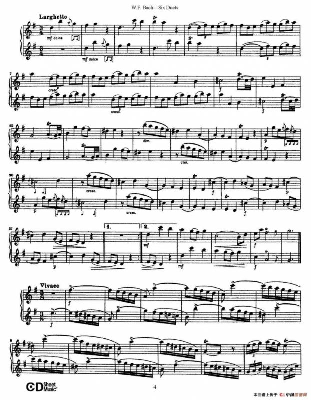 W.F.巴赫—六首二重奏练习曲（1）