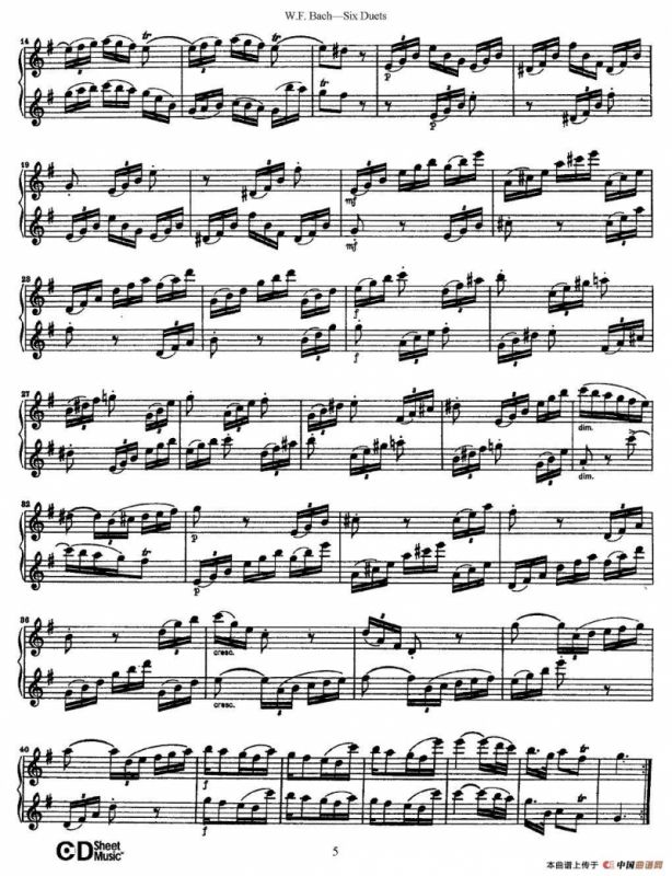 W.F.巴赫—六首二重奏练习曲（1）