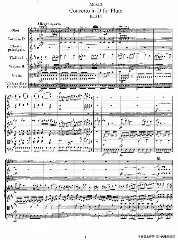 Concerto in D for Flute, K.314（D大调长笛协奏曲）