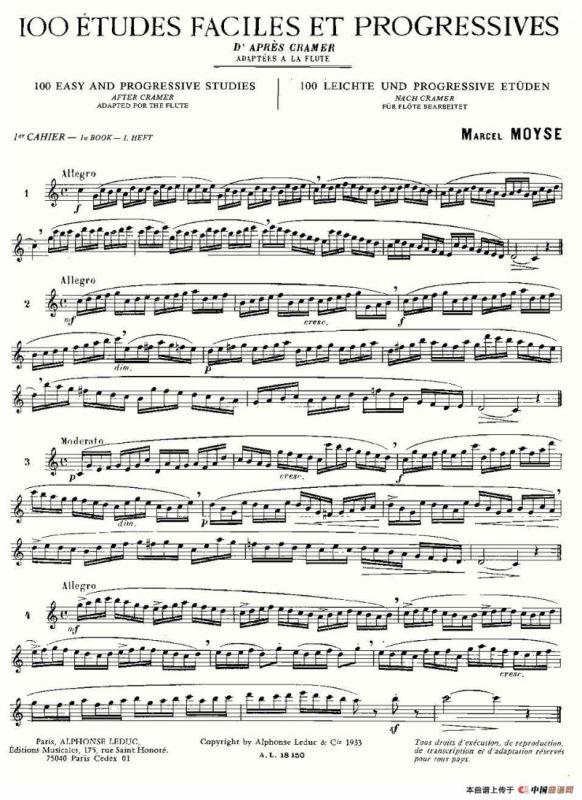 简易音阶练习100首之1-19（moyse - 100 studies after cramer）