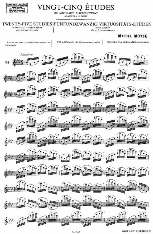 Moyse - 25 Studies after Czerny flute 之24（25首改编自车尔尼作品的练习曲）