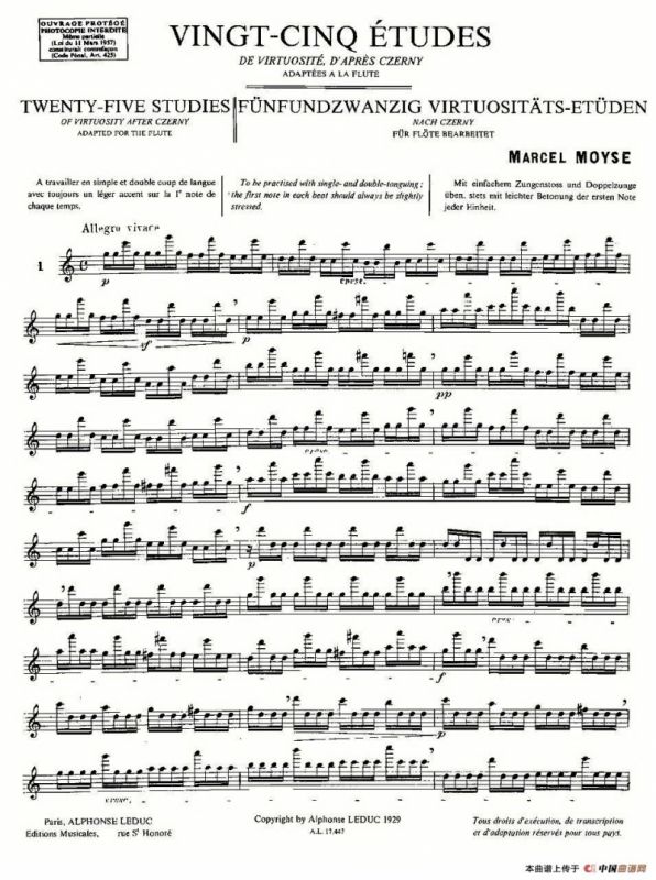 Moyse - 25 Studies after Czerny flute [1]（25首改编自车尔尼作品的练习曲）