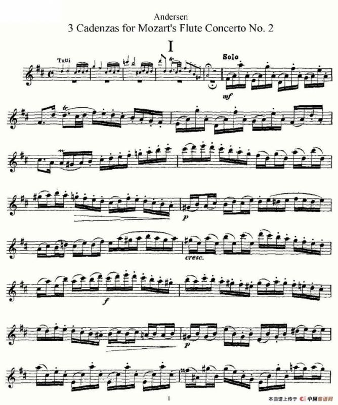 3 Cadenzas for Mozarts flute Concerto No.2