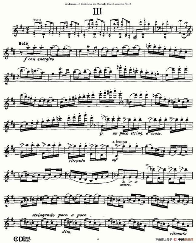 3 Cadenzas for Mozarts flute Concerto No.2