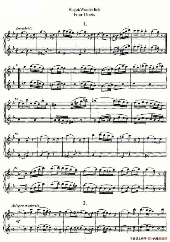 Hugot/Wunderlich Four Duets（四首二重奏）