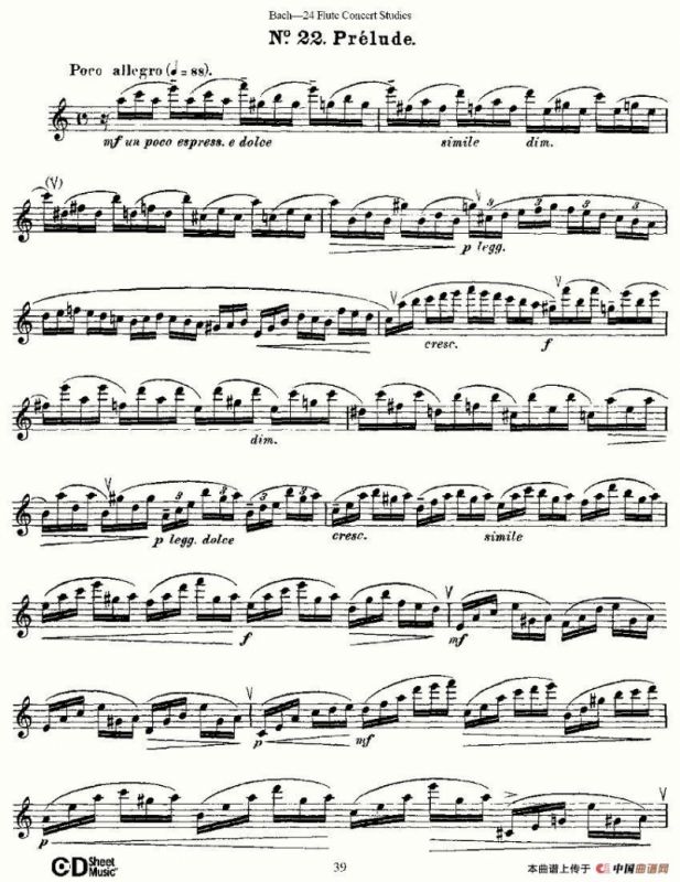 Bach-24 Flutc Concert Studies 之20—24（巴赫—24首长笛音乐会练习曲）