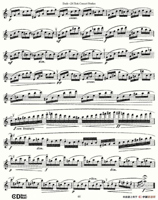 Bach-24 Flutc Concert Studies 之20—24（巴赫—24首长笛音乐会练习曲）