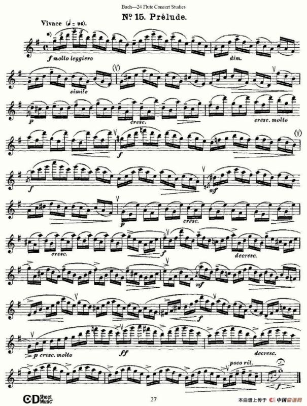Bach-24 Flutc Concert Studies 之11—15（巴赫—24首长笛音乐会练习曲）