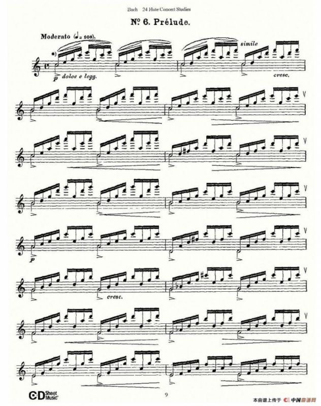 Bach-24 Flutc Concert Studies 之6—10（巴赫—24首长笛音乐会练习曲）