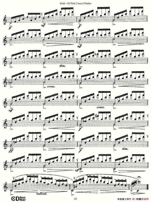 Bach-24 Flutc Concert Studies 之6—10（巴赫—24首长笛音乐会练习曲）