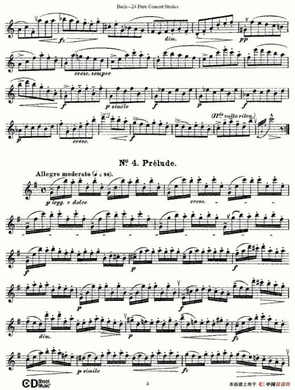 Bach-24 Flutc Concert Studies 之1—5（巴赫—24首长笛音乐会练习曲）