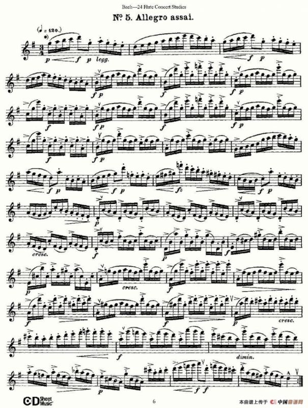 Bach-24 Flutc Concert Studies 之1—5（巴赫—24首长笛音乐会练习曲）
