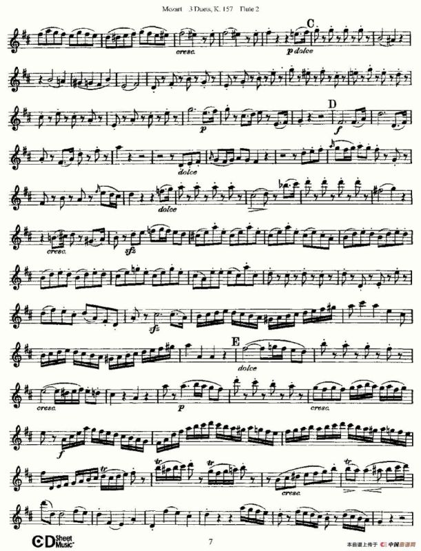 3 Duets K.157 之第二长笛（二重奏三首 K157号）