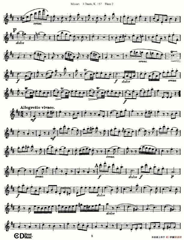 3 Duets K.157 之第二长笛（二重奏三首 K157号）