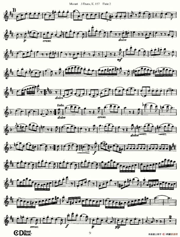 3 Duets K.157 之第二长笛（二重奏三首 K157号）