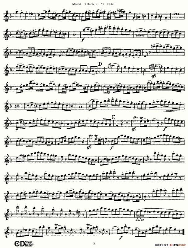 3 Duets K.157 之第一长笛（二重奏三首 K157号）