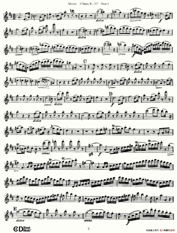 3 Duets K.157 之第一长笛（二重奏三首 K157号）