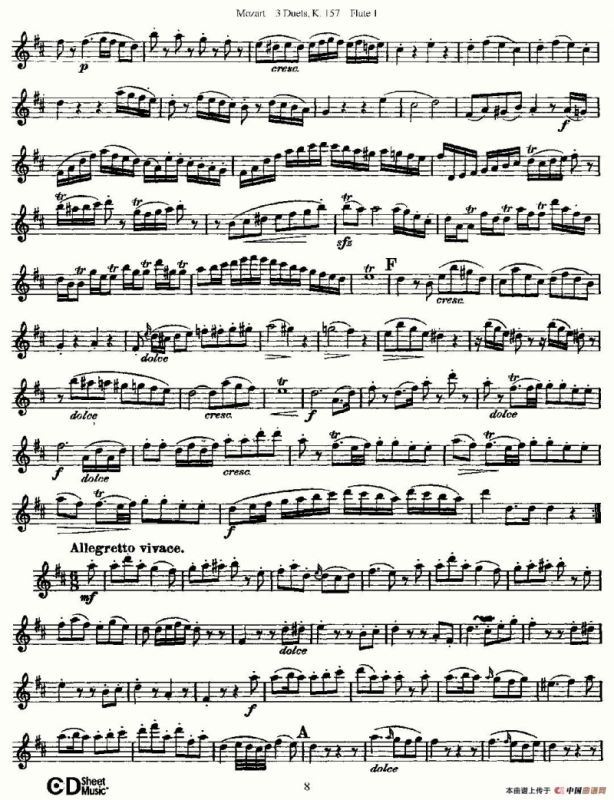 3 Duets K.157 之第一长笛（二重奏三首 K157号）