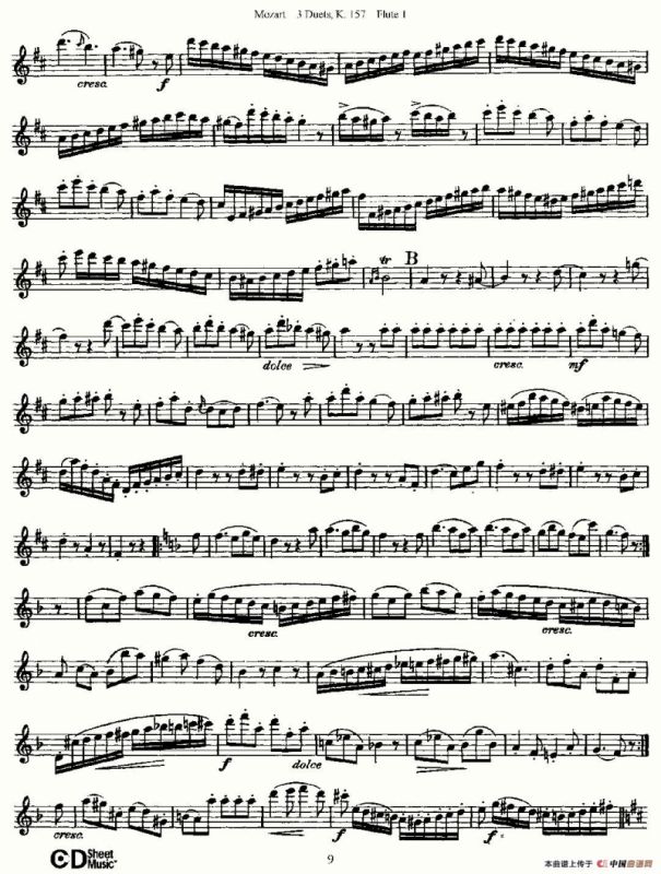 3 Duets K.157 之第一长笛（二重奏三首 K157号）