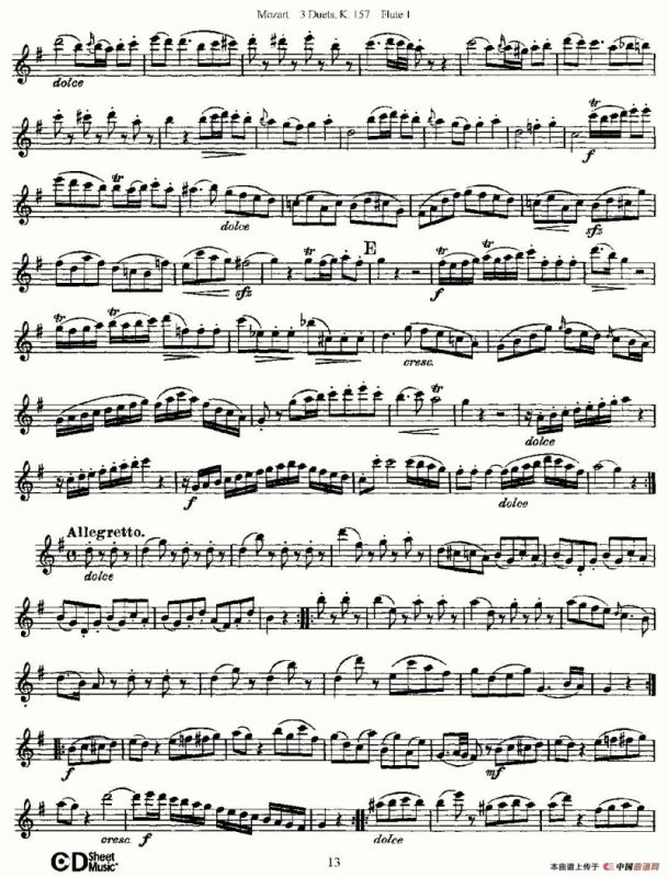3 Duets K.157 之第一长笛（二重奏三首 K157号）