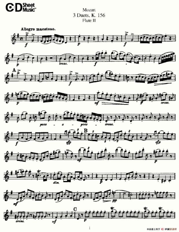 3 Duets K.156 之第二长笛（二重奏三首 K156号）