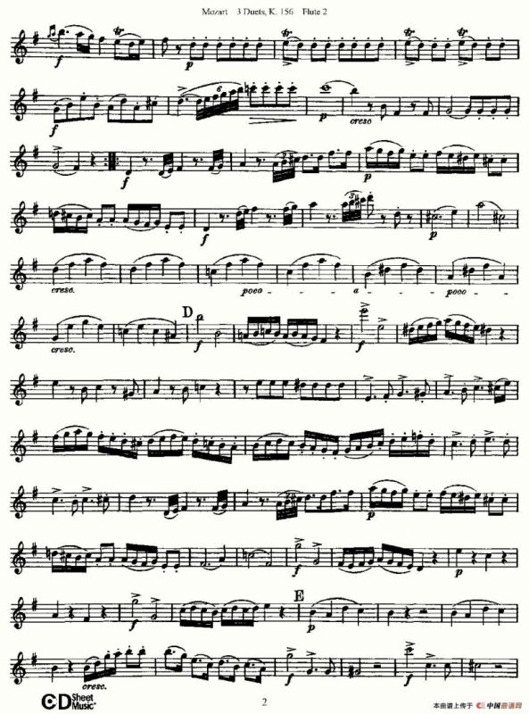 3 Duets K.156 之第二长笛（二重奏三首 K156号）