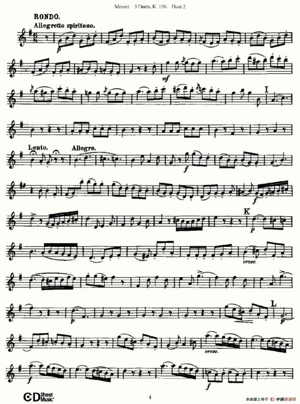 3 Duets K.156 之第二长笛（二重奏三首 K156号）
